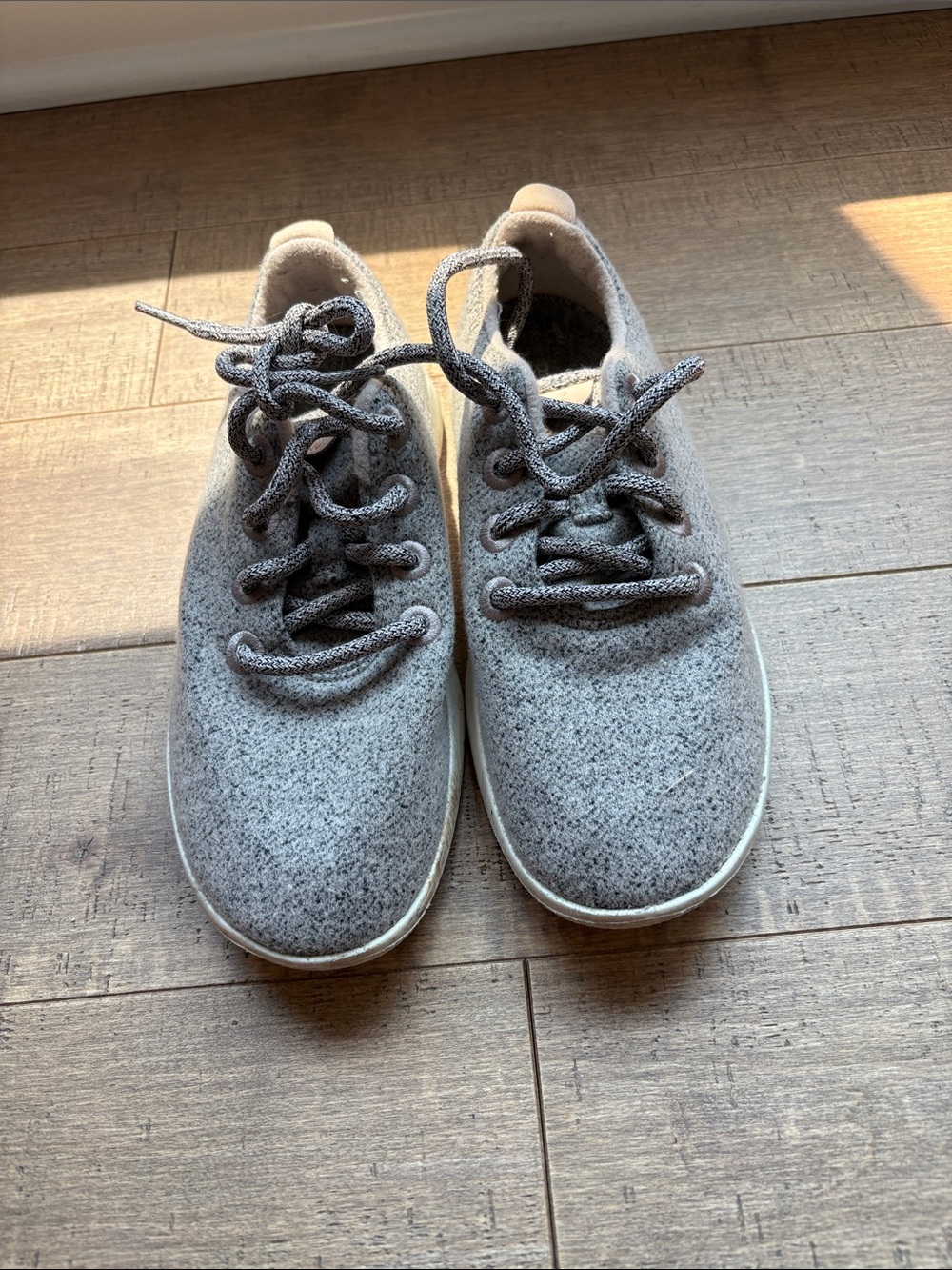 Grey Wool-Textured Lace-Up Sneakers